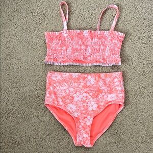 GAP Orange and White Bikini with Floral Print